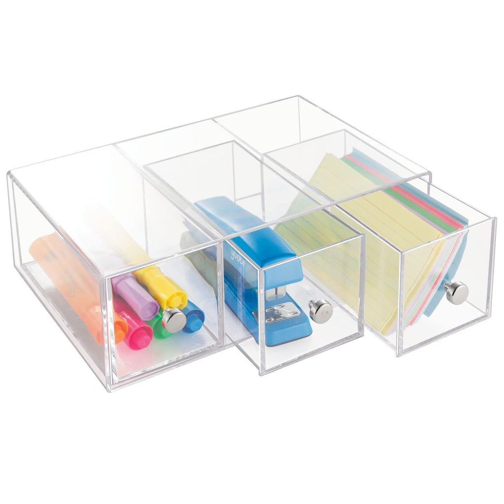 Clear 3 Drawer Plastic Stackable Desktop Organizer, 2 Pack K96255
