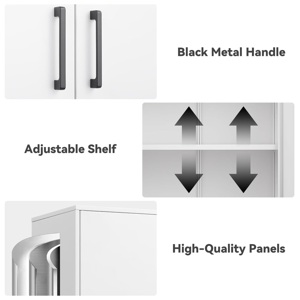 White Metal Wall Cabinet with Adjustable Shelf A13759