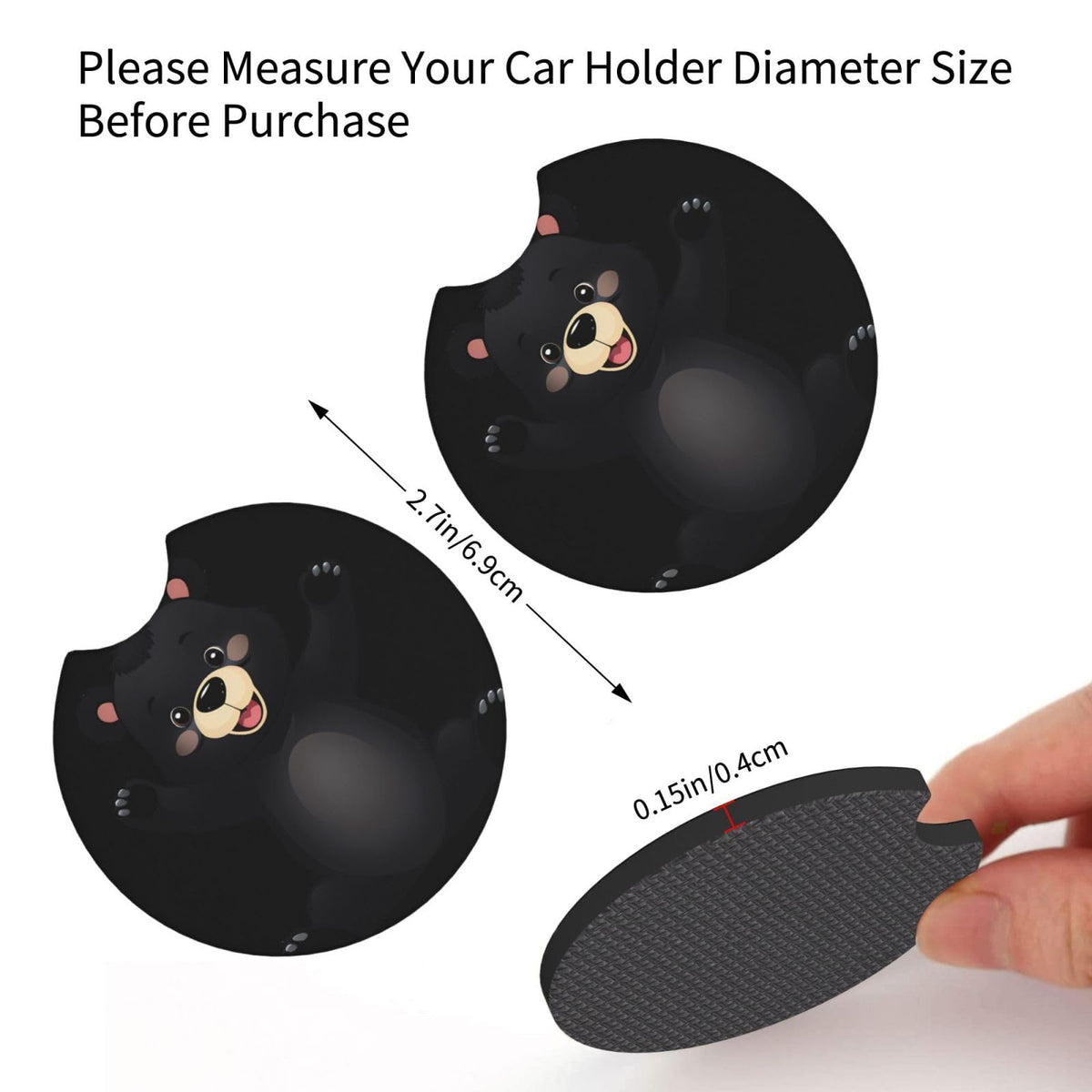 Black Bear Car Coaster Set of 2 Z17601