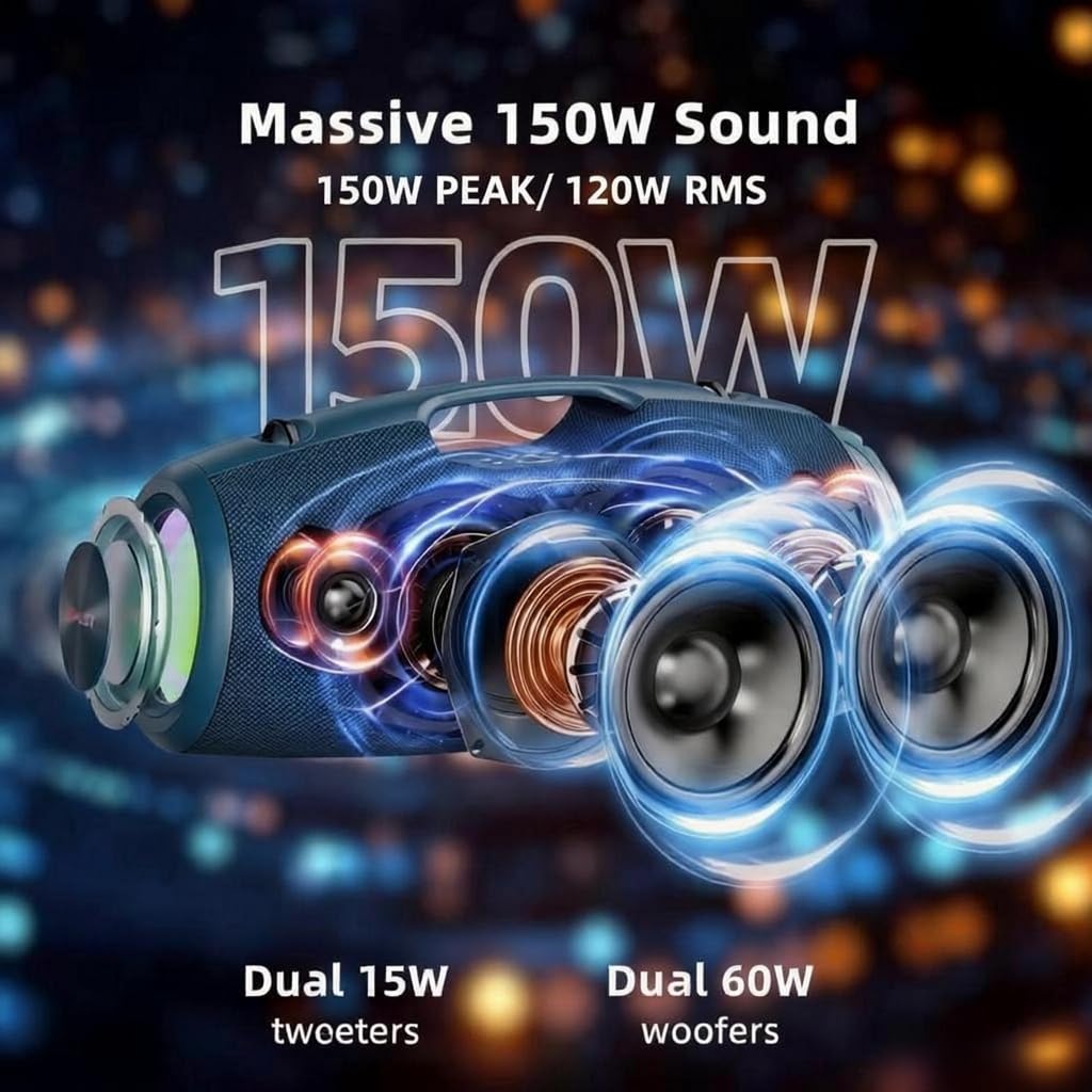 Black 120W Portable Waterproof Bluetooth Speaker Z7174