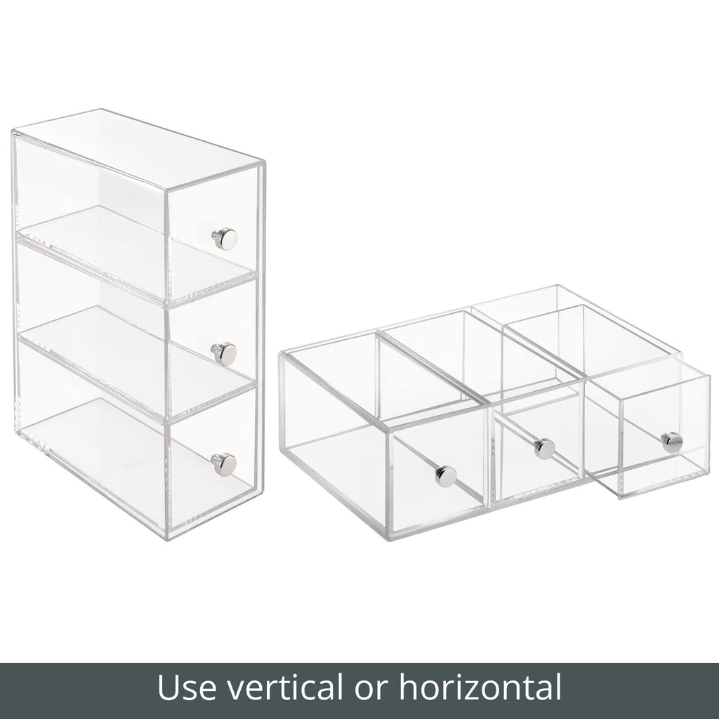 Clear 3 Drawer Plastic Stackable Desktop Organizer, 2 Pack K96255