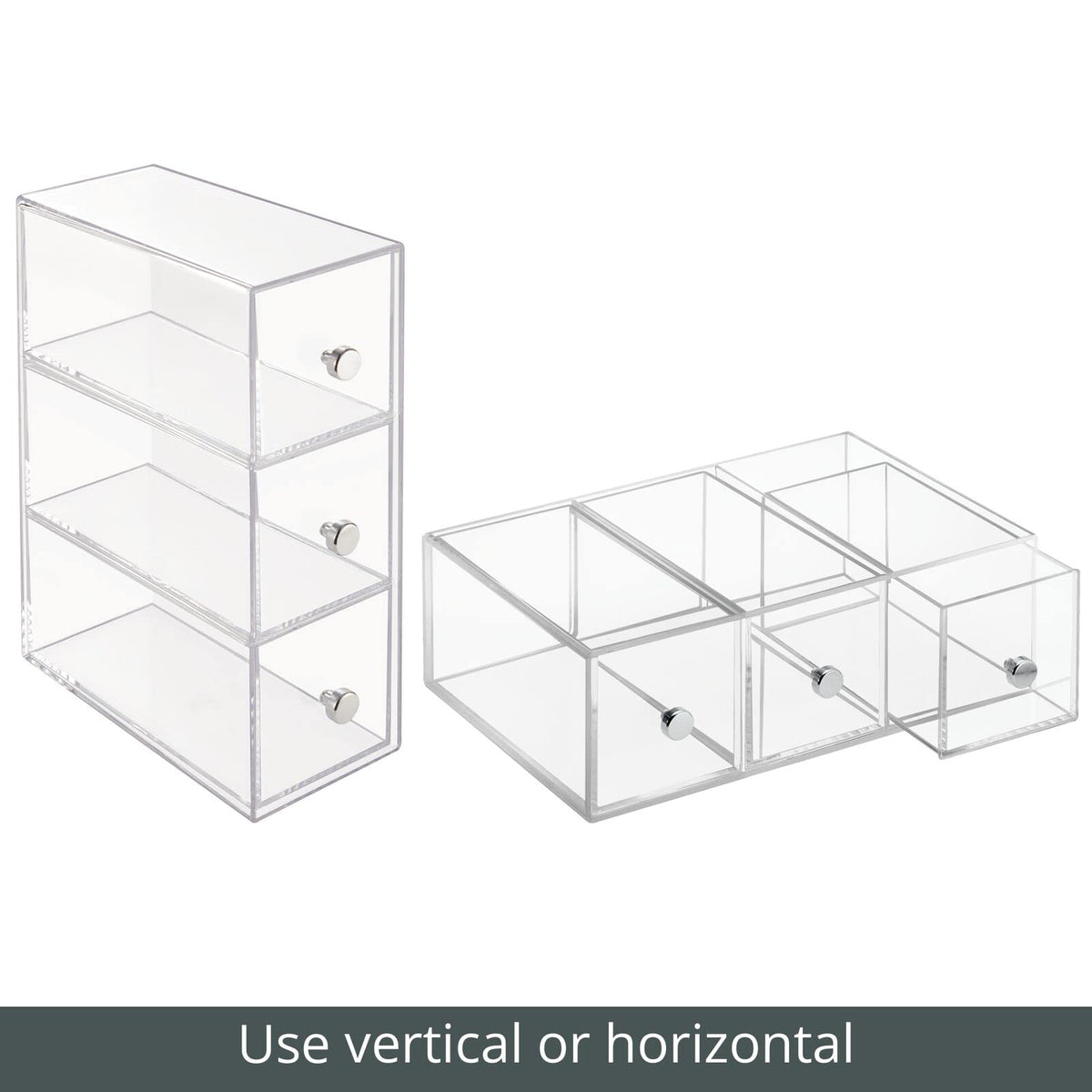 Clear 3 Drawer Plastic Stackable Desktop Organizer, 2 Pack K96255