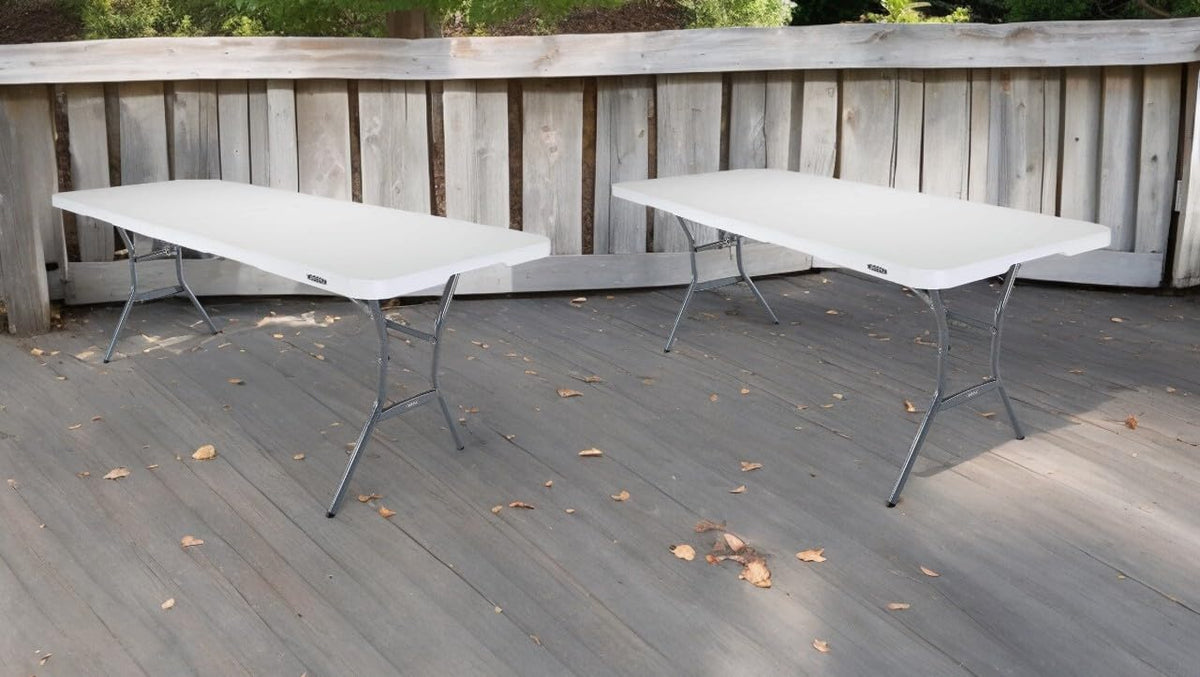 6-Foot Fold-in-Half Plastic Table, White Granite, 2 Pack E7196