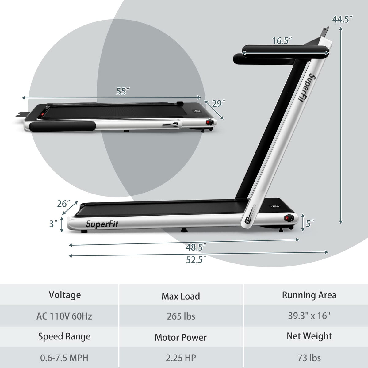 2 in 1 Folding Electric Treadmill A62389