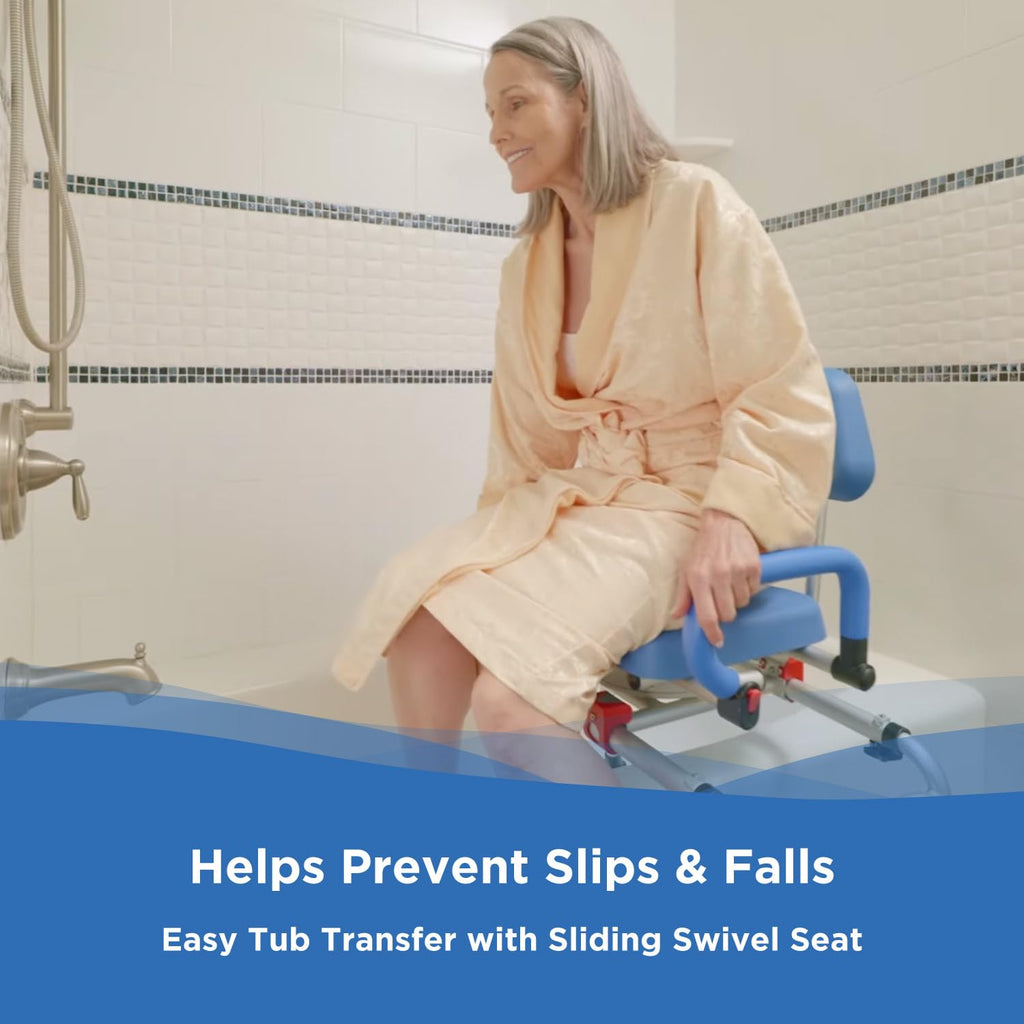 Rotating Transfer Bench with Padded Seat and Arms S9261