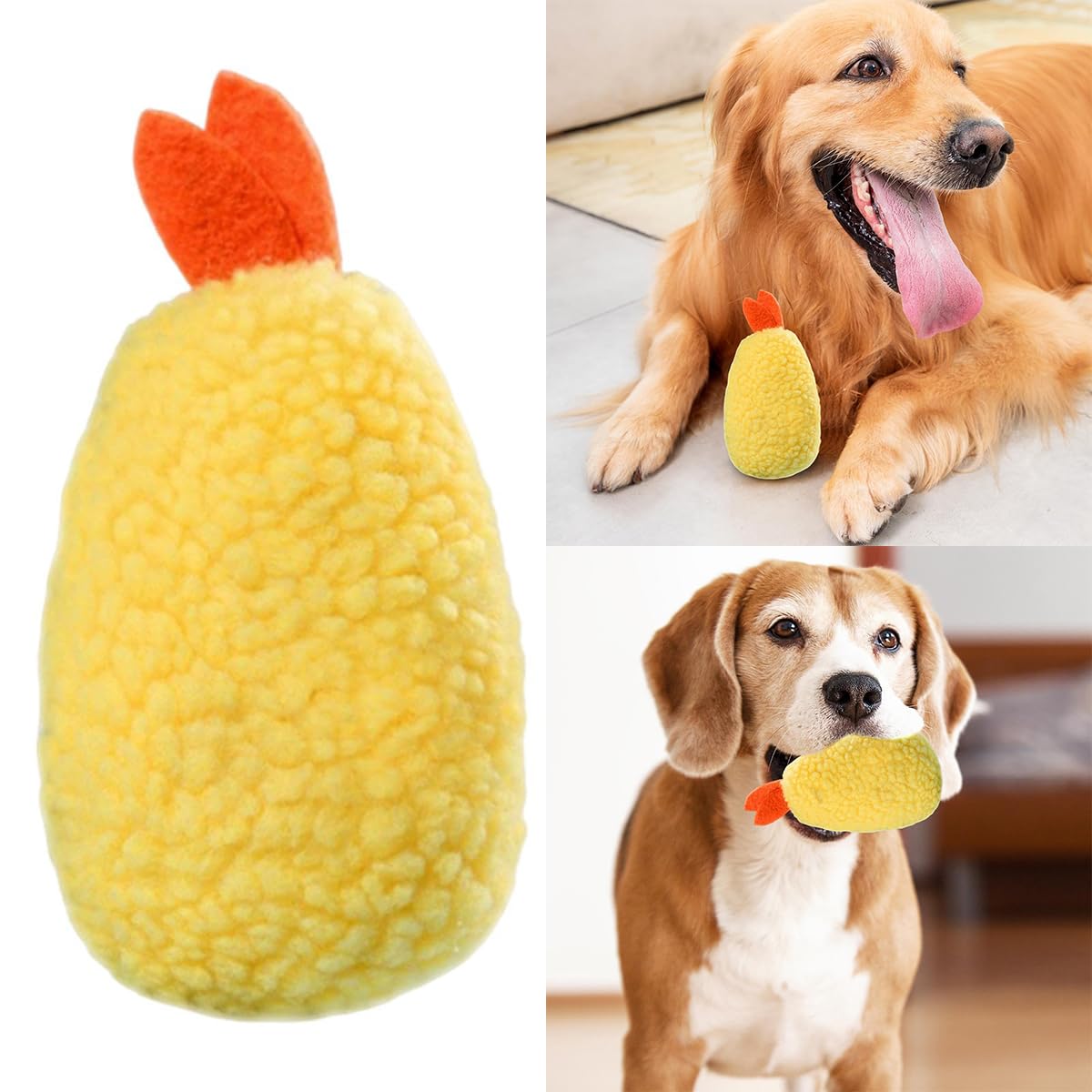 Fried Shrimp Shaped Plush Squeaky Dog & Cat Toy Z528