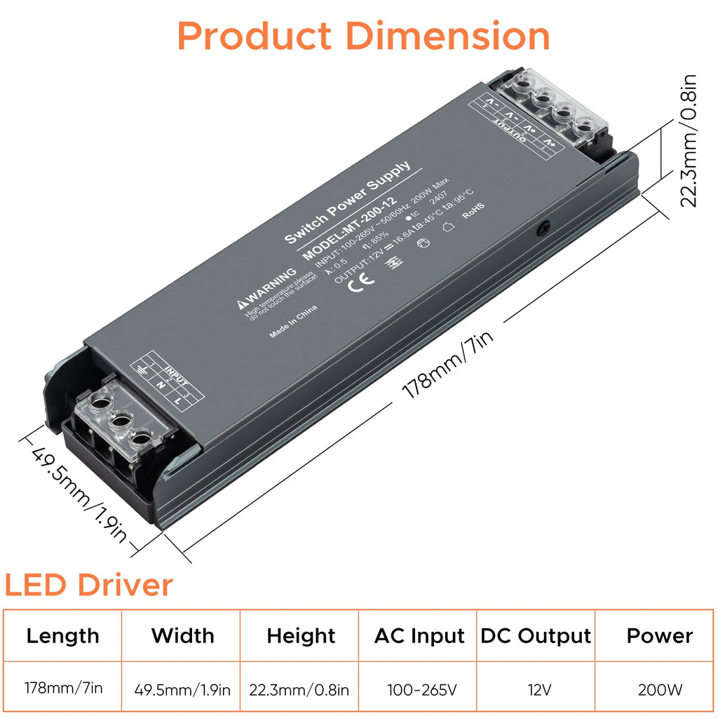 12V 200W LED Power Supply 16.6A F655362