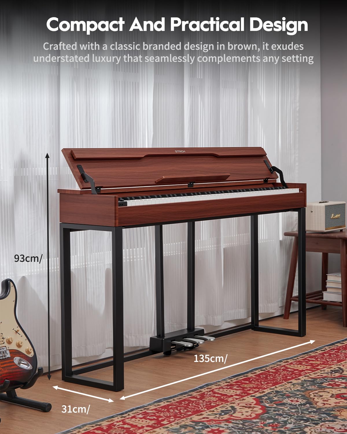 88 Keys Hammer-Action Fully Weighted Digital Piano with Furniture Stand I95211