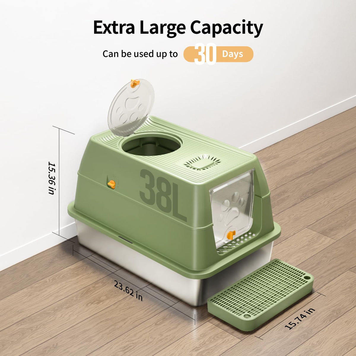 XL Enclosed Stainless Steel Cat Litter Box G1481