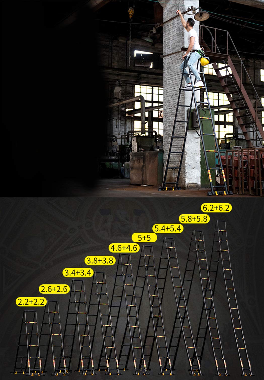 Telescoping Aluminum Ladder 330 Pound T2596