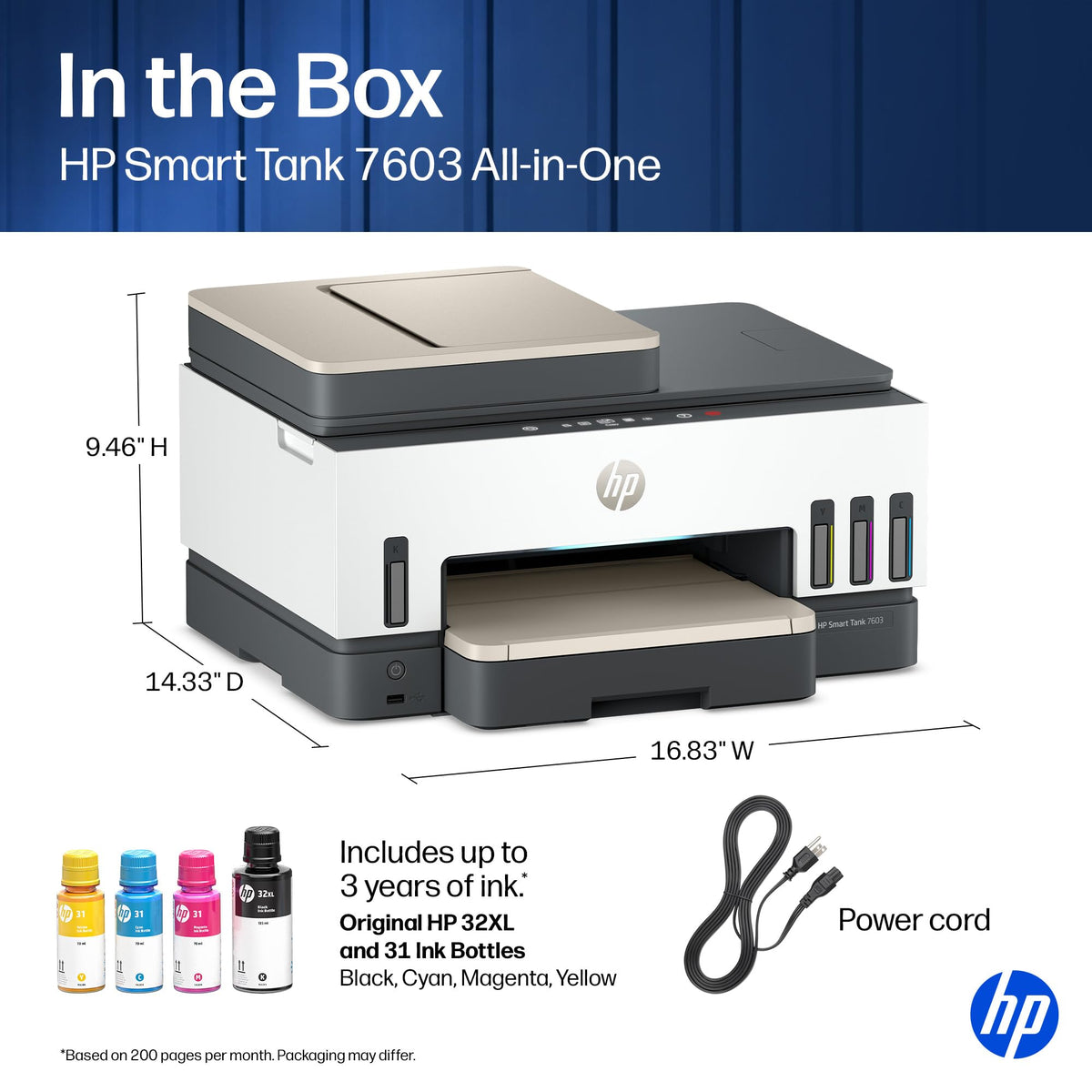 Wireless All-in-One Ink Tank Printer, Scanner, Fax, Copier A197