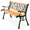Outdoor Garden Bench with Rose Cast Backrest and Metal Legs K458