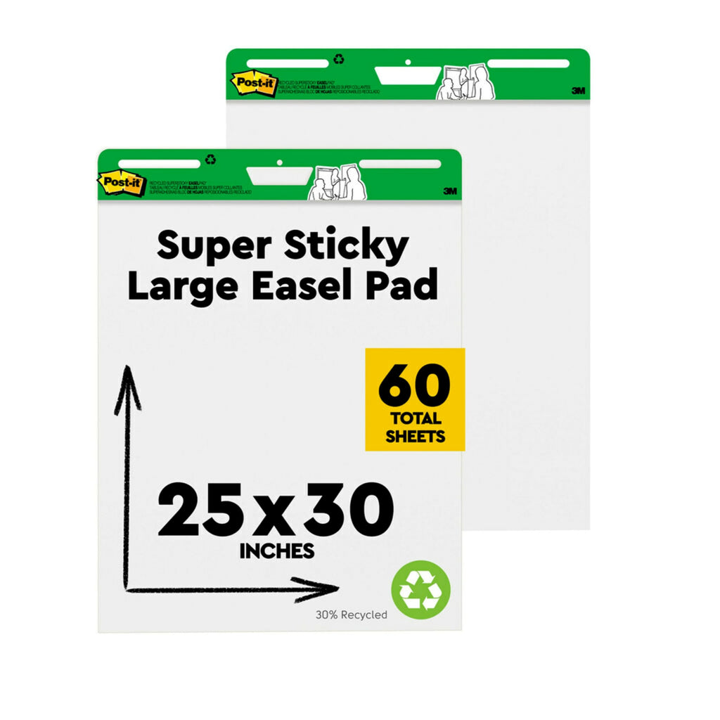 White Recycled Paper Easel Pad 25 in x 30 in 30 Sheets 2 Pads V3801