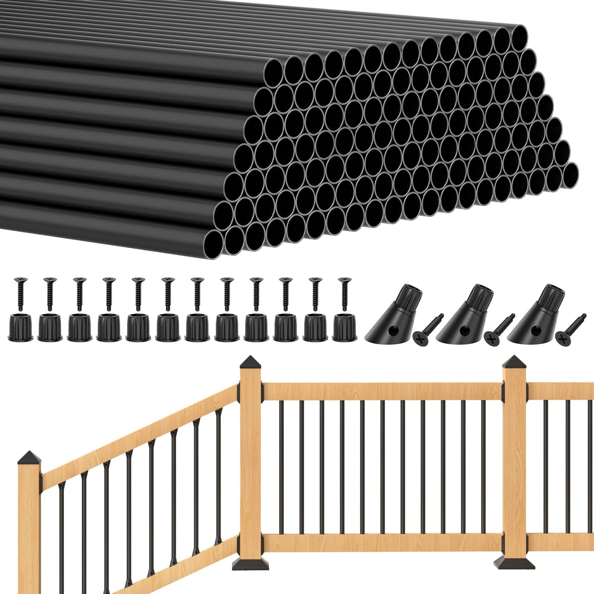 26" Black Aluminum Deck Balusters 120 Pack Q366534