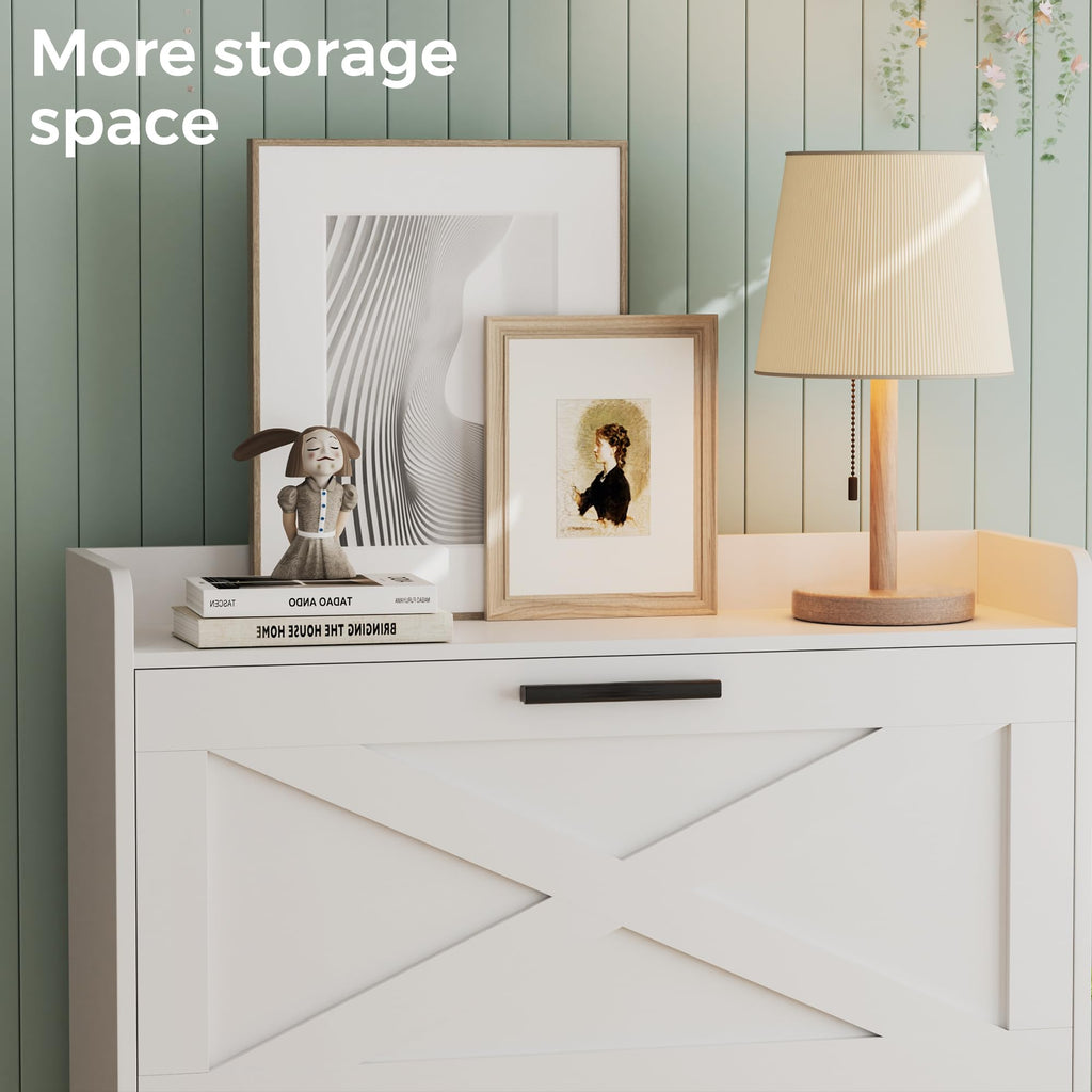 Farmhouse Shoe Storage Cabinet with Flip Drawers N9674
