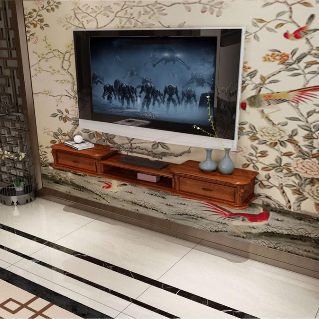 Wall Mounted TV Stand with Drawers and Open Storage Shelf I62702