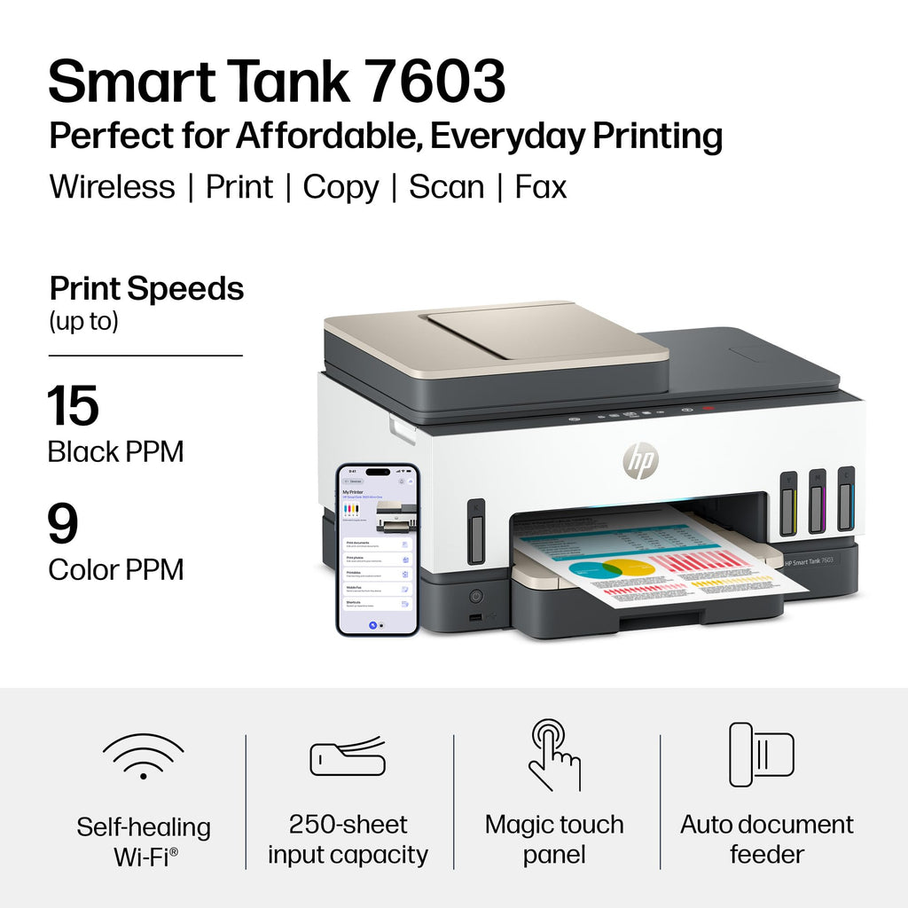 Wireless All-in-One Ink Tank Printer, Scanner, Fax, Copier A197