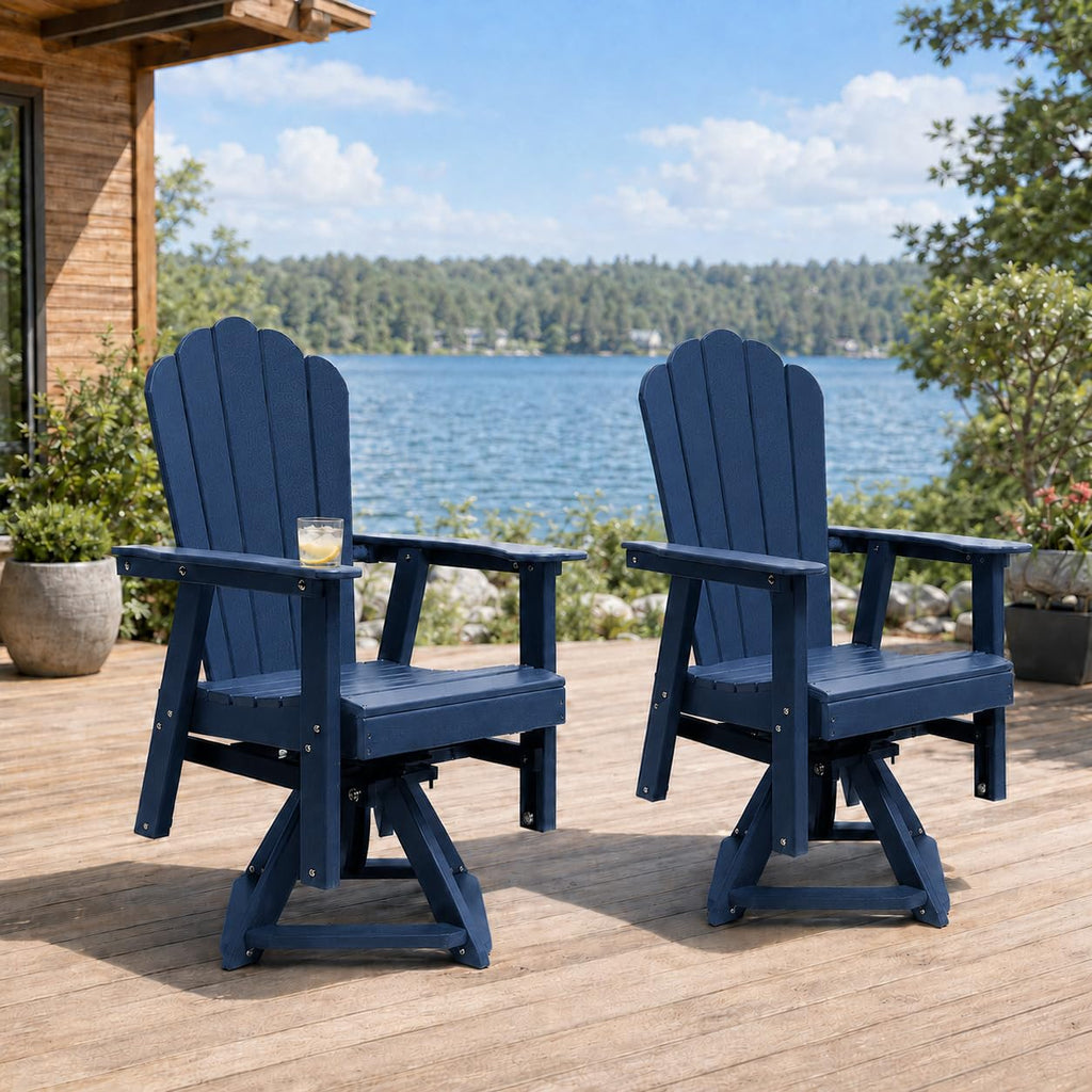 HDPE Swivel Adirondack Chair Set of 2 Navy Blue G733953