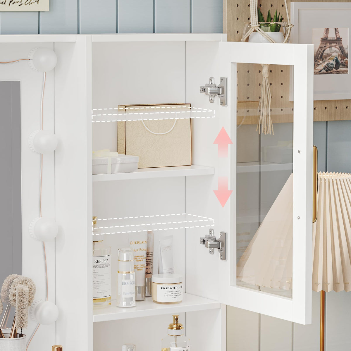 White Vanity Table with Drawer and Mirror D83534
