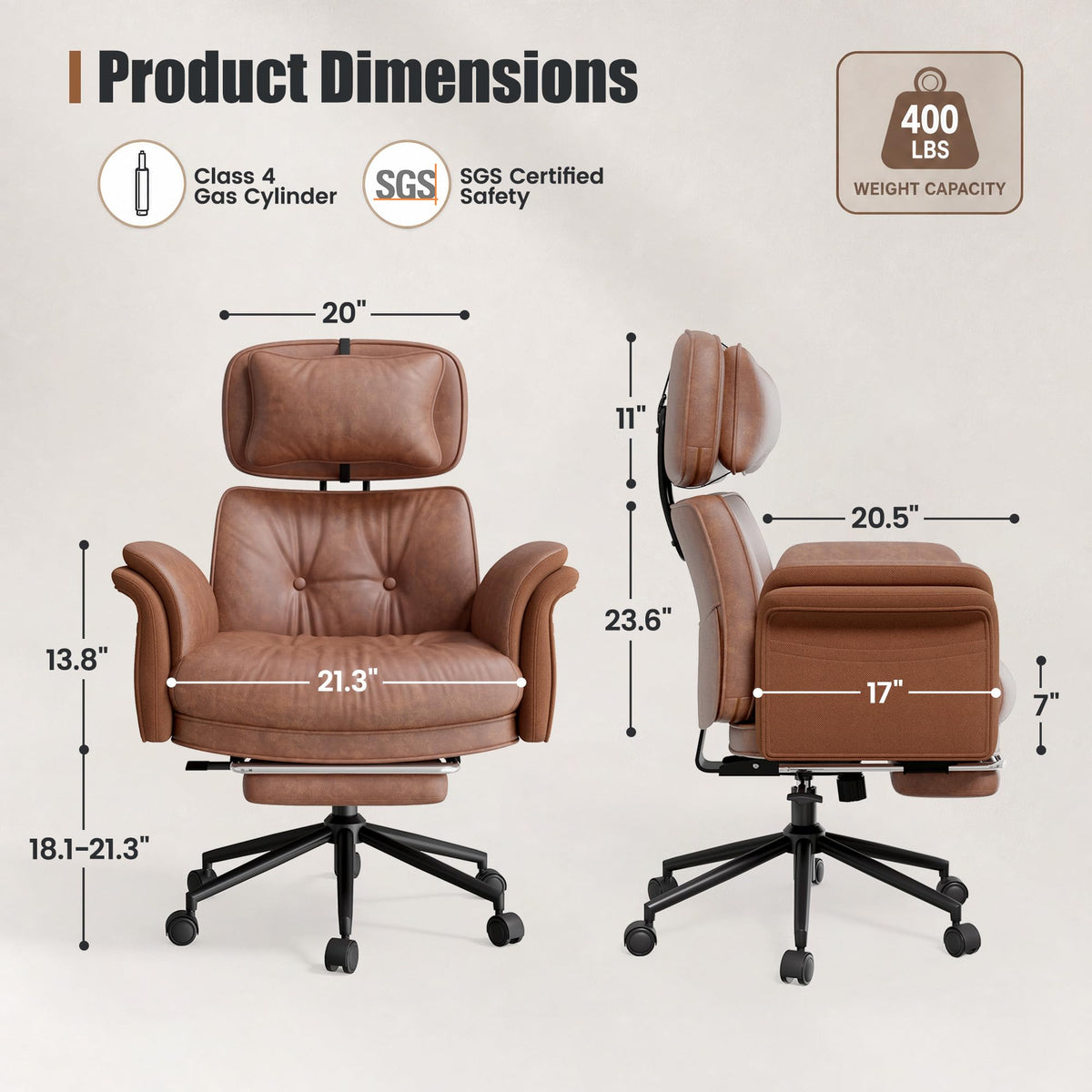 Brown Criss Cross Office Chair with Flip-Up Armrests and Headrest Y4000