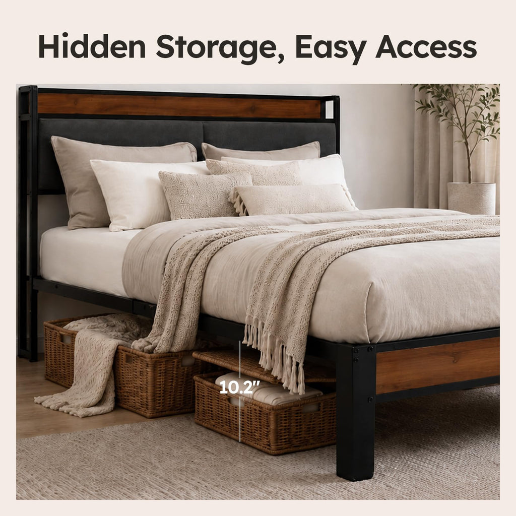 Queen Size Bed Frame with Storage Headboard P392
