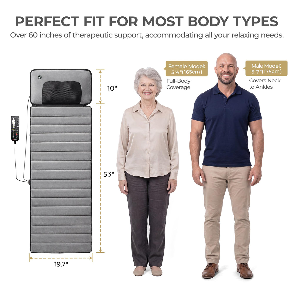 Grey Foldable Heated Full Body Massage Mat with 3D Neck Massager G5415