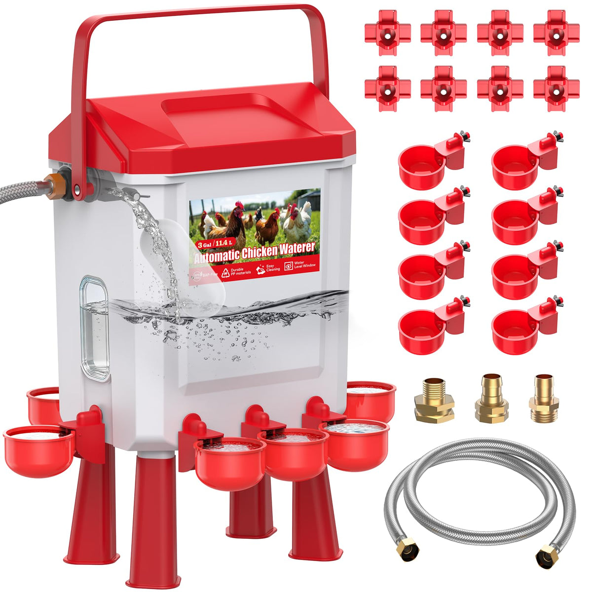 Automatic Chicken Waterer with Float Valve, 3 Gallons B517