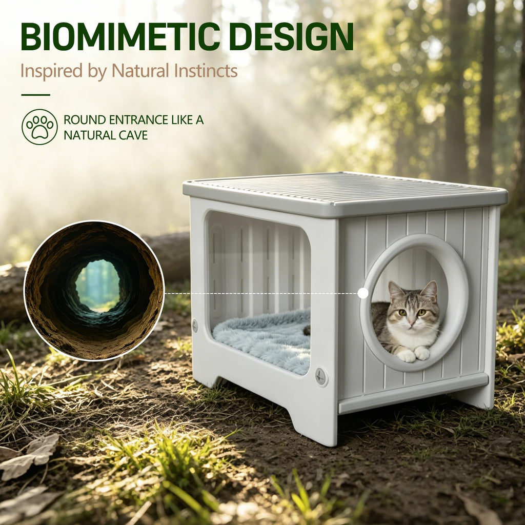 Weatherproof Stackable Outdoor Cat House with Clear Window J828
