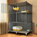 3 Tier Metal Cat Cage with Hammock and 4 Wheels Z942