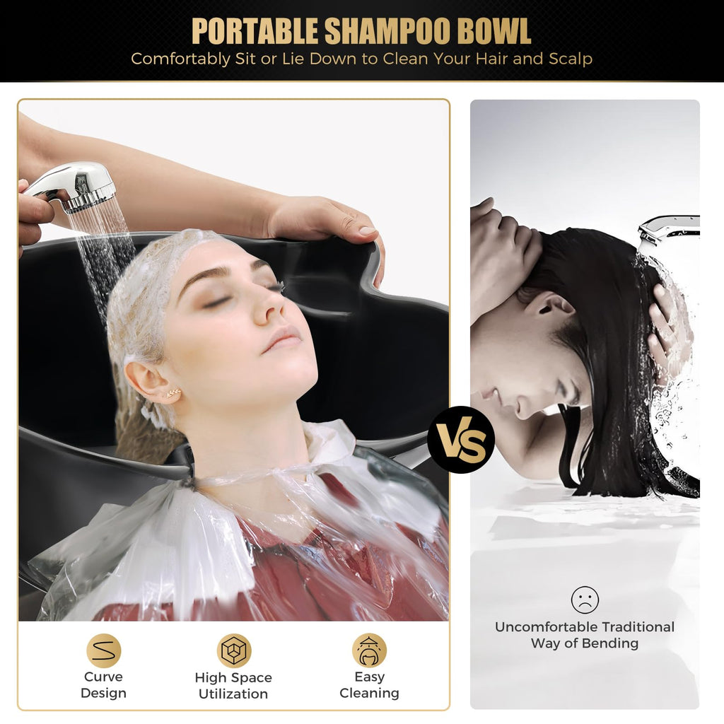 Portable Plastic Shampoo Bowl with Electric Pump and Drain Hoses E477884