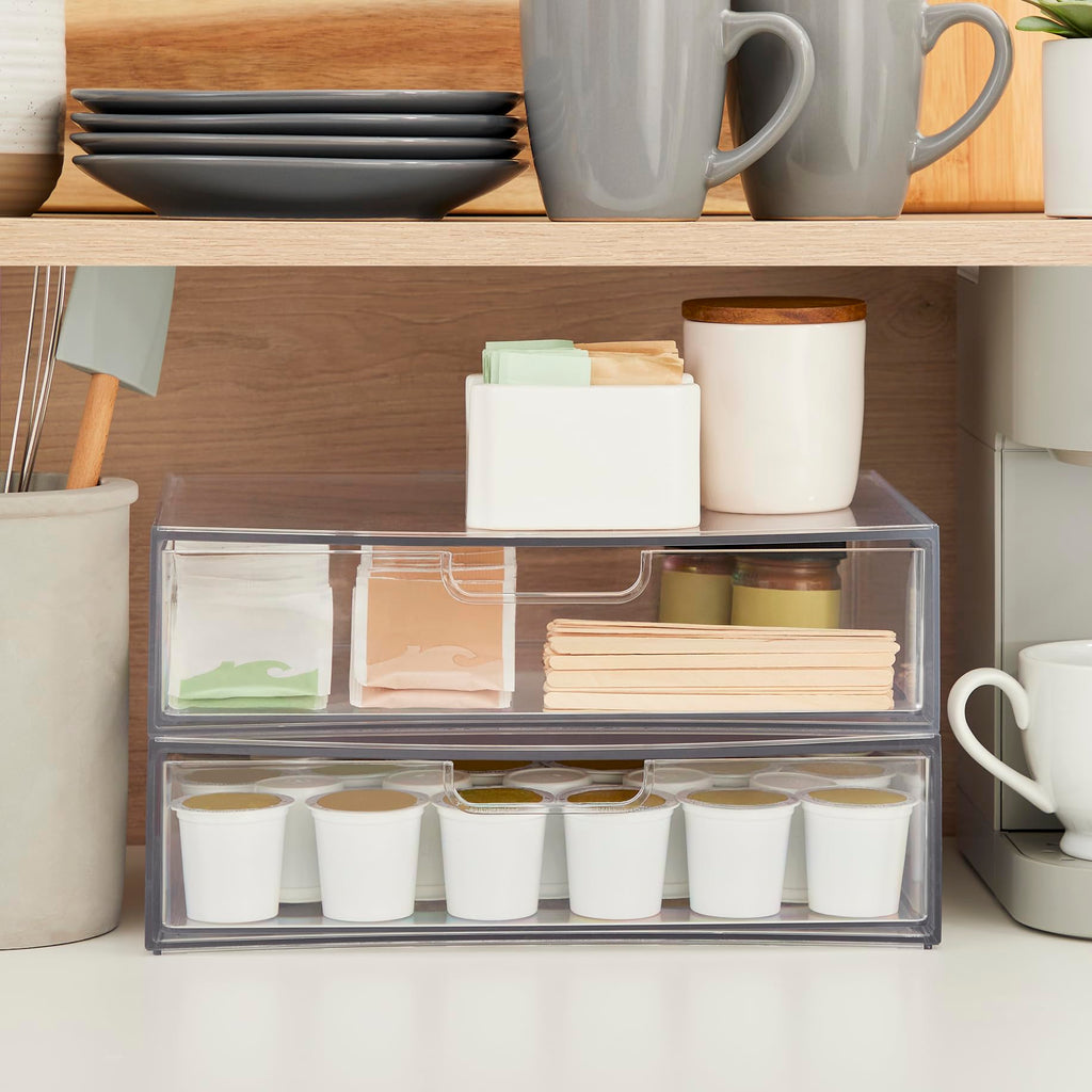 Clear Plastic Stackable Organizer Drawers Set of 2 M5951