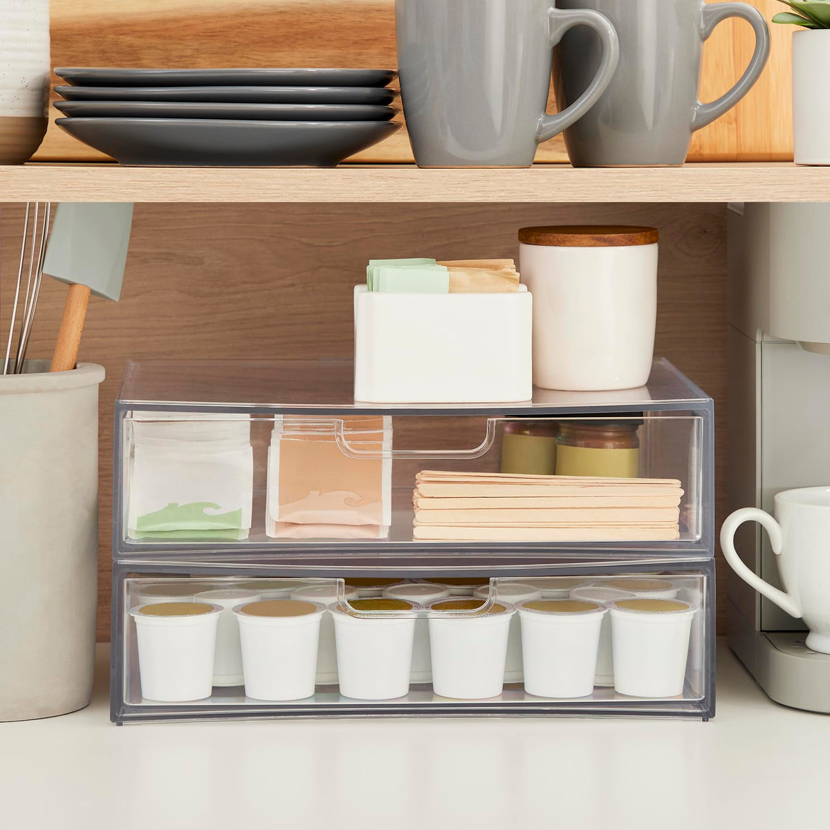 Clear Plastic Stackable Organizer Drawers Set of 2 M5951