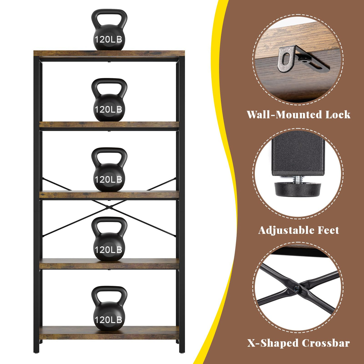 5-Tier Adjustable Bookshelf S5588