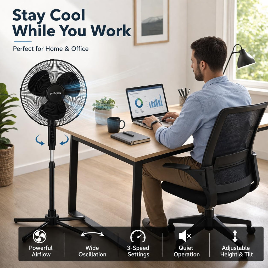16-Inch 3-Speed Oscillating Pedestal Fan U560808