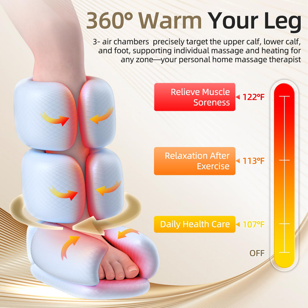 Leg Compression Massager with Heat, Foot & Calf Massager Boots S539