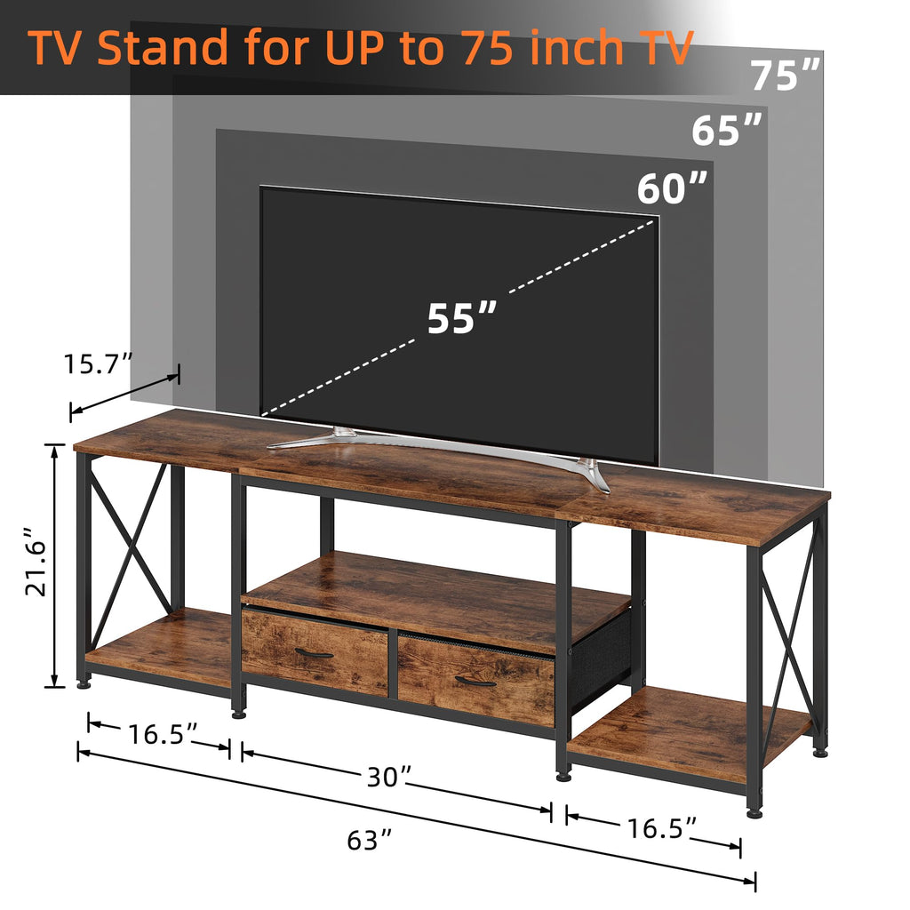 Fabric Drawers TV Stand for 65 70 75 Inches TV X86331