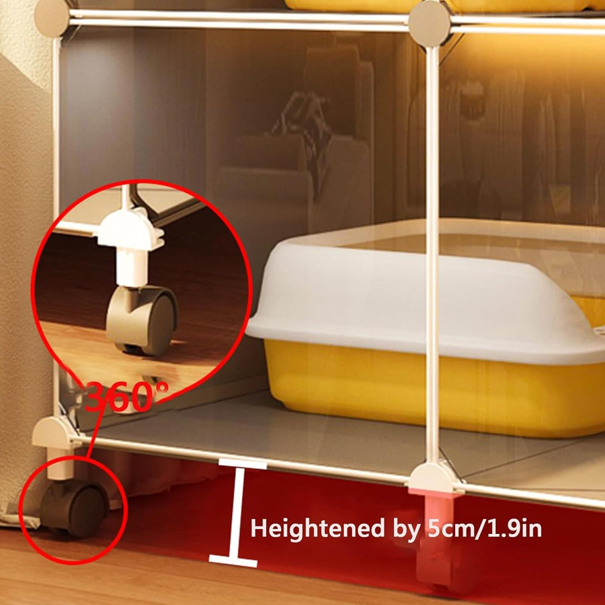 3 Tier Metal Cat Cage with Hammock and 4 Wheels Z942