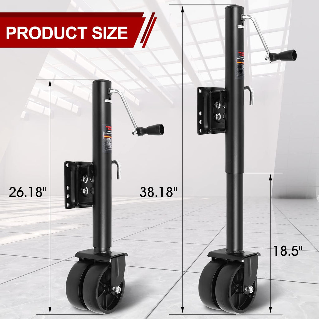 2000 lbs Dual Wheel Trailer Jack with 6" Caster Wheels W455