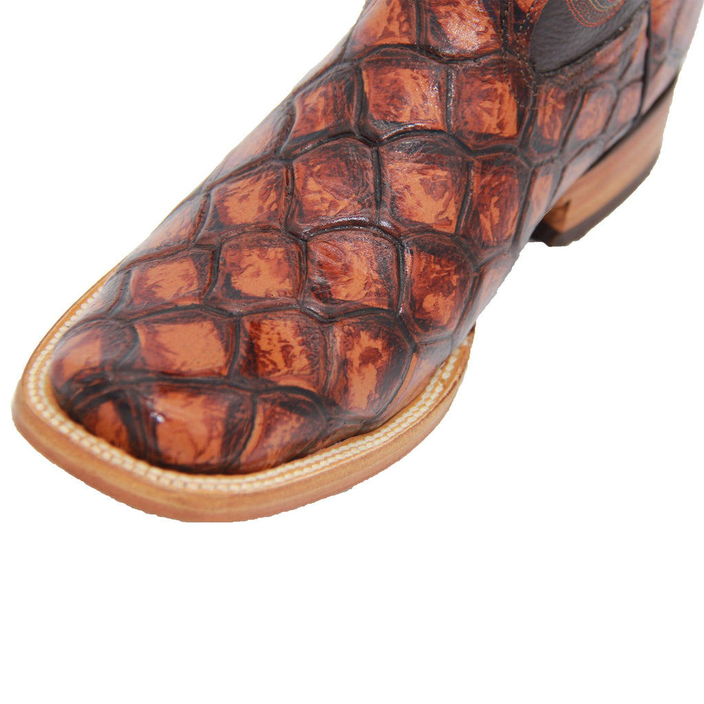 Leather Pirarucu Fish Print Western Boots Y97134