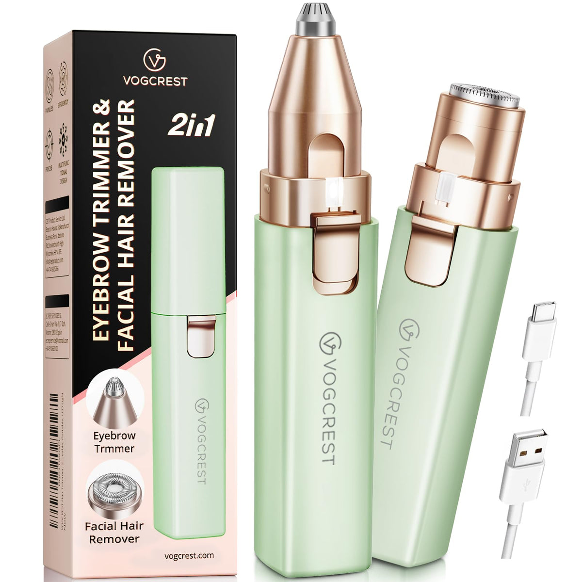 2 in 1 Rechargeable Facial Hair Remover & Eyebrow Trimmer G842129