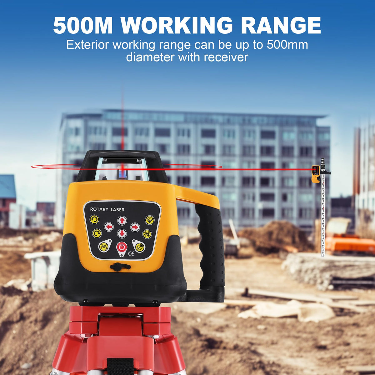 Red Beam Rotary Laser Level Kit with Tripod B317928