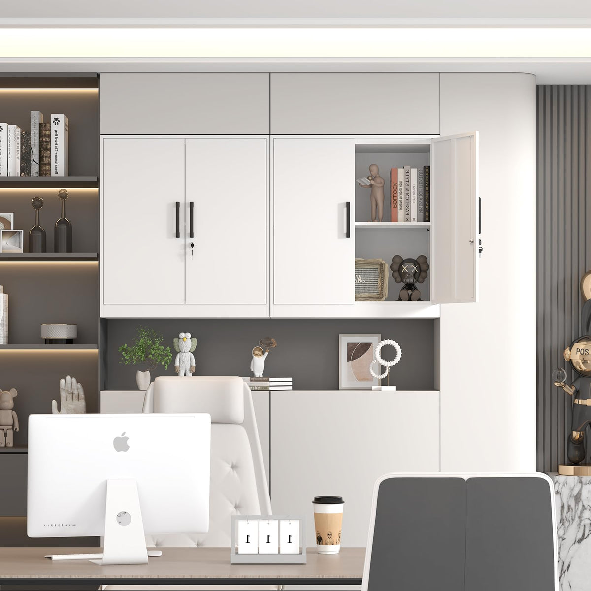 White Metal Wall Cabinet with Adjustable Shelf A13759