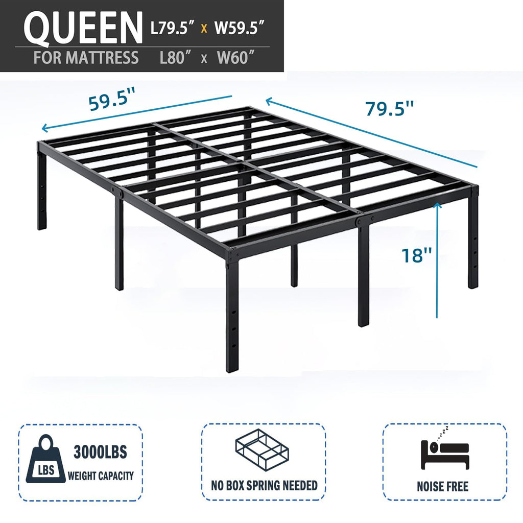 18 Inch Queen Metal Platform Bed Frame Q4990