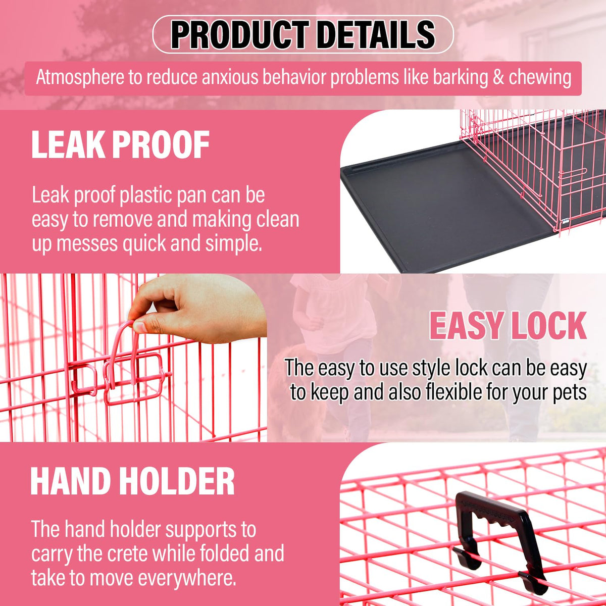 36" Metal Wire Folding Dog Crate with Divider Panel M733048