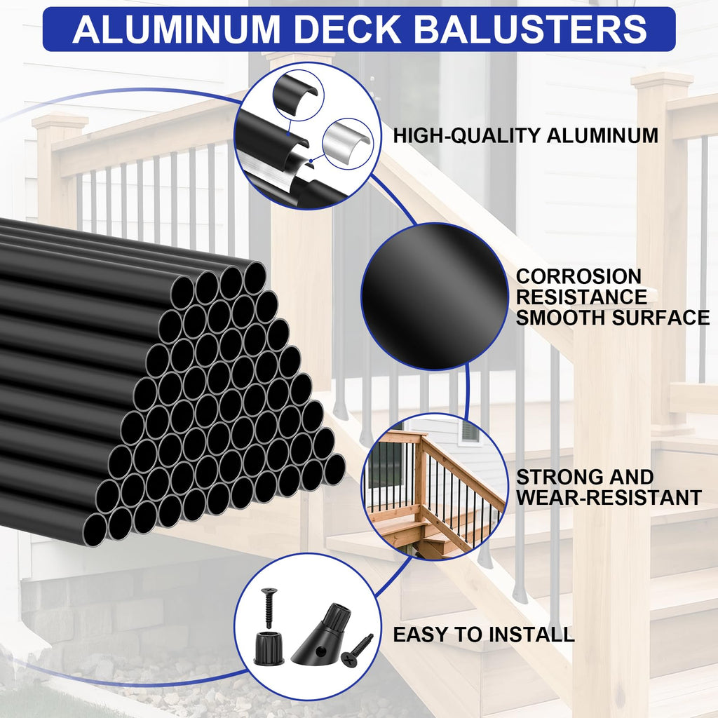 26" Black Aluminum Deck Balusters 120 Pack Q366534