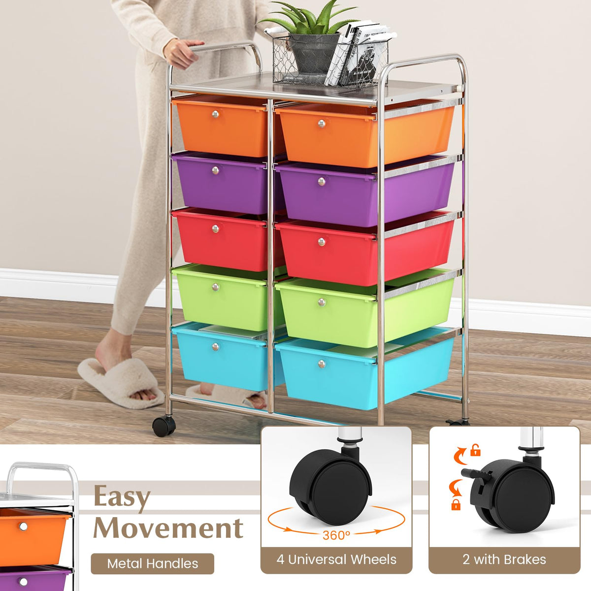 10 Drawer Rolling Storage Cart U96368