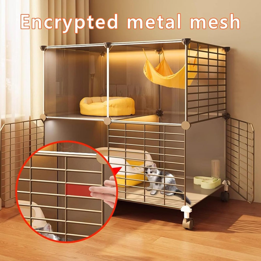 3 Tier Metal Cat Cage with Hammock and 4 Wheels Z942