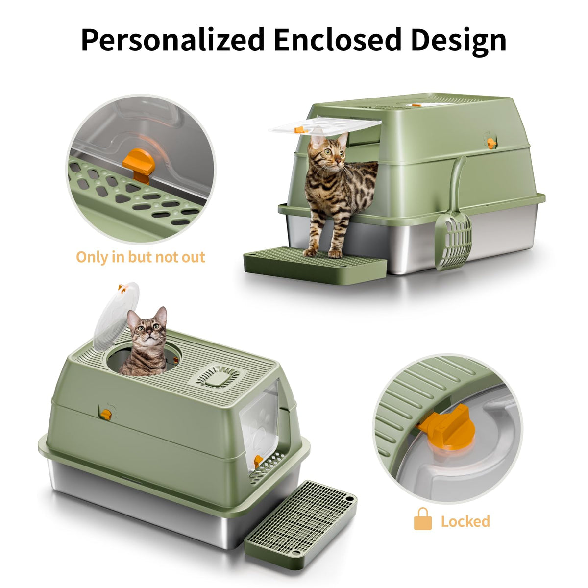 XL Enclosed Stainless Steel Cat Litter Box G1481
