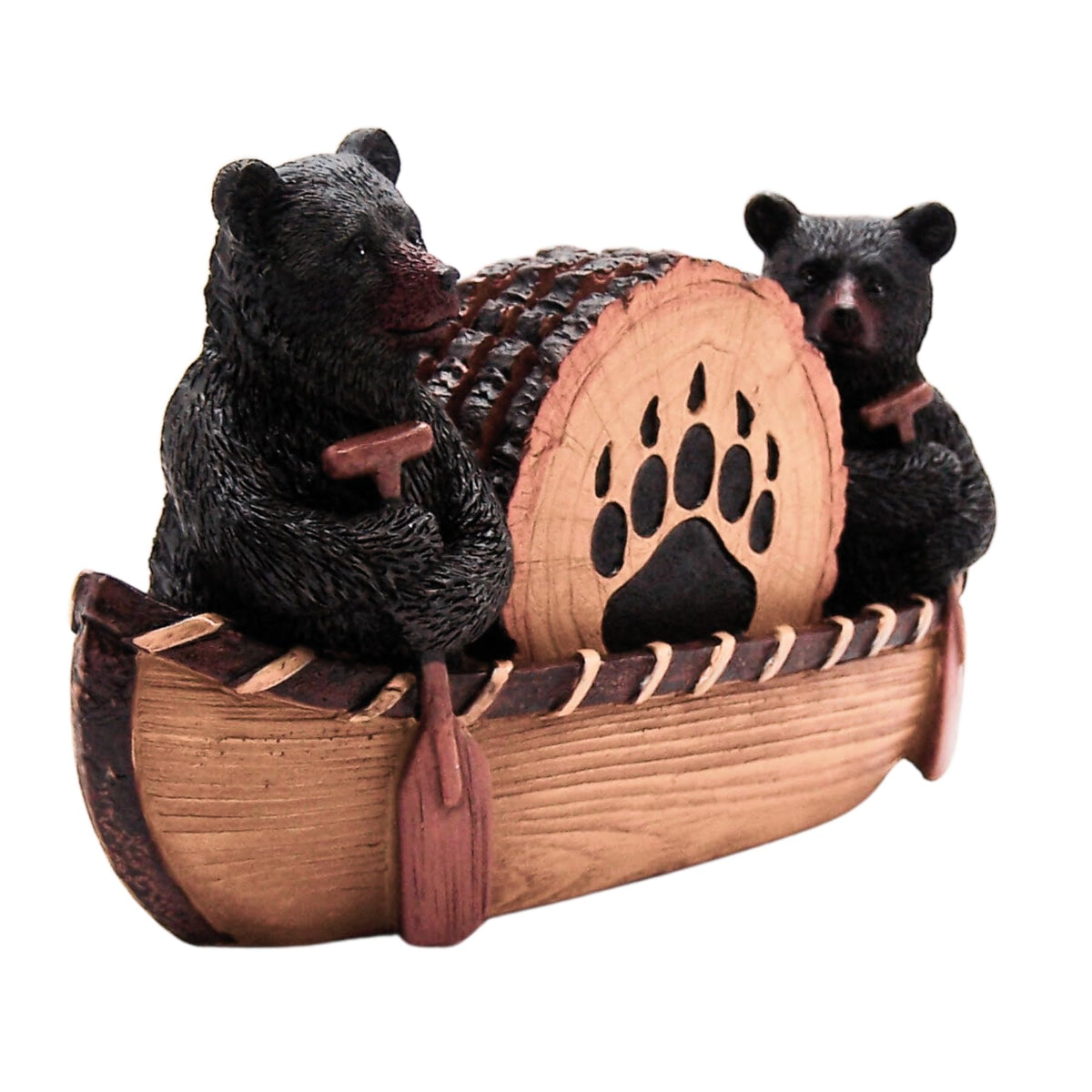 Set of 4 Rustic Bear Canoe Coasters L626