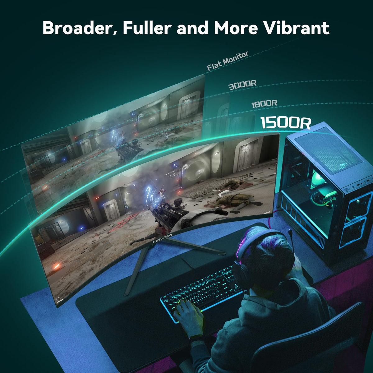 34 Inch Curved Ultrawide Gaming Monitor, UWQHD 165Hz, 1500R H627